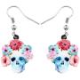 NEWEI Acrylic Halloween Floral Skull Earrings Drop Dangle Big Long Fashion Jewelry for Women Girls Gift Charms