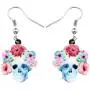 NEWEI Acrylic Halloween Floral Skull Earrings Drop Dangle Big Long Fashion Jewelry for Women Girls Gift Charms