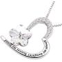 ALOV Jewelry Sterling Silver Always My Daughter Forever My Friend Love Heart Crystal Cubic Zirconia Pendant Necklace