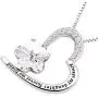 ALOV Jewelry Sterling Silver Always My Daughter Forever My Friend Love Heart Crystal Cubic Zirconia Pendant Necklace