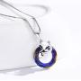 Fox Crystal Necklace 925 Sterling Silver Circle Crystal Pendant Necklace Fox Jewelry Gifts for Women Girlfriend Fox Lover