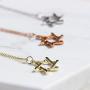 Spoil Cupid 14k Gold Plated 925 Sterling Silver Jewish Jewelry Star of David Necklace Matte Finish Brush Textured, 18''