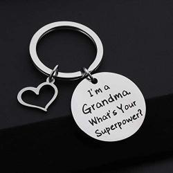 PENQI Grandma Keychain Grandma Birthday Gift Im A Grandma Whats Your Superpower Keychain Gigi Nana Mimi Grandma Gift from Grandkids