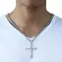 Hermah Mens Women Jewelry Gold Black Silver Cross Pendant Necklace Stainless Steel Curb Cuban Link Chain 18-24inch