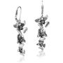 Big Apple Hoops - Mothers Day Jewelry Orchid Flowers Dangle Earrings Made from Real Solid 925 Sterling Silver Oxidized Finish