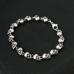 HAQUIL Stainless Steel Skull Charm Linked Bracelet for Men and Women, 8.27''