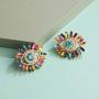 1-2Pair Evil Eye Rainbow Rhinestone Dangle Earrings Venetian Pearl Colorful Acrylic Drop Earring Friendship Stud Jewelry for Women Girls Daughter