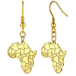 FaithHeart African Map Drop Earrings Stainless Steel Statement Africa Jewelry Ear Charms for Women Teen Girls