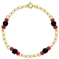 In Season Jewelry 18k Gold Plated Simulated Azabache Womens Simple Protection Bracelet 6.5''