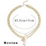Reetan Gothic Layered Nefertiti Necklaces Gold African Map Pendant Necklace Chain Rave Party Necklaces Jewelry Accessories for Women and Girls