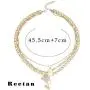 Reetan Gothic Layered Nefertiti Necklaces Gold African Map Pendant Necklace Chain Rave Party Necklaces Jewelry Accessories for Women and Girls