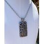 Lotus Star Ornate Dog Tag Heavyweight Pendant 24'' Long Necklace