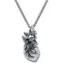 Pearlina Anatomical Heart Necklace Man or Woman 3D Pendant Oxidized Antique-Finish Stainless Steel, 24''