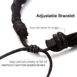 Florideco 30PCS Braided Leather Bracelets for Men Women Wrap Wood Beads Bracelet Woven Ethnic Tribal Rope Wristbands Bracelets Set Adjustable
