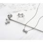 Carleen 925 Sterling Silver Cubic Zirconia CZ Simulated Diamond Small Cute Bow Tie Earrings Bangle Bracelet Pendant Necklace Jewelry for Women Girls Teens
