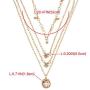 Kercisbeauty Moon and Star 4 Layered Necklace Gold Pendant for Wome and Girls Charm Jewelry Set Gift Her
