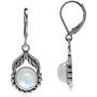 Silvershake Natural Moonstone 925 Sterling Silver Leaf and Rope Leverback Dangle Earrings