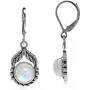 Silvershake Natural Moonstone 925 Sterling Silver Leaf and Rope Leverback Dangle Earrings Silvershake Natural Moonstone 925 Sterling Silver Leaf and Rope Leverback Dangle Earrings