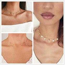 KWHY 4PCS Gold Layered Necklace for Women Girls Long Choker Chain Y Necklace Bar Feather Pendent Necklace Sets