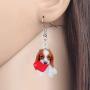 NEWEI Acrylic Valentines Day Puppy Dog Earrings Dangle Drop Sweet Pet Jewelry For Women Girl Charm Gift