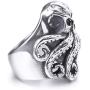 Elfasio Stainless Steel Octopus Ring for Men Tentacles Retro Gothic Punk Style Jewelry Silver Black Vintage Rings,Size 8-13