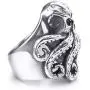 Elfasio Stainless Steel Octopus Ring for Men Tentacles Retro Gothic Punk Style Jewelry Silver Black Vintage Rings,Size 8-13