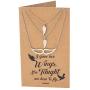 Quan Jewelry Angel Wing Necklace, Set of 3 Pendant Necklaces, Gifts for Mother Daughter Sister with Inspirational Quote Card - 100% Handmade