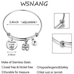 WSNANG Theatre Drama Gift Theater is Life Bracelet Broadway Lover Gift Drama Student Graduation Gift Inspirational Theatre Mask Jewelry for Actor Actress