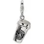 Trendy Rhodium Plated 3D Coffee Cup Floating Lobster Clasp Charm for Key Chain Trendy Rhodium Plated 3D Coffee Cup Floating Lobster Clasp Charm for Key Chain