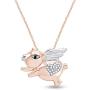 Jewel Zone US Black and White Natural Diamond Flying Pig Pendant Necklace 14k Gold Over Sterling Silver