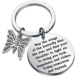 Butterfly Charm Keychain Irish Blessing Gifts Butterfly Jewelry Lover Gifts Going Away Gifts Graduation Gifts May The Wings of The Butterfly To Bring You Luck Happiness Riches