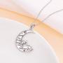 JZMSJF 925 Sterling Silver Crescent Moon Necklace Engraved I Love You to The Moon and Back Puppy Dog Cat Paw Cat Pendant Gift for Wife Girlfriend