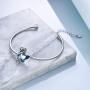 AOBOCO Sterling Silver Infinity & Morpho Helena Butterfly Bangle Bracelet Embellished with Crystals from Austria, Fine Anniversary Birthday Butterfly Jewelry Gifts for Women