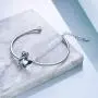 AOBOCO Sterling Silver Infinity & Morpho Helena Butterfly Bangle Bracelet Embellished with Crystals from Austria, Fine Anniversary Birthday Butterfly Jewelry Gifts for Women