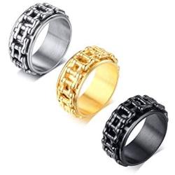 MPRAINBOW Punk Bike Hip Hop Ring for Men Boy Bicycle Chain Spinner Ring Stainless Steel Ring Birthday Gift