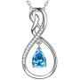 Mothers Day Necklace for Mom Birthday Gift Forever Love Infinity Sterling Silver December Blue topaz Birthstone Jewelry Pendant Necklace for Women