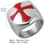 HZMAN Mens Knights Templar Red Cross Ring Stainless Steel Shield Band,Silver Gold Black, Size 7-14