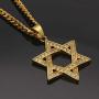JAJAFOOK Star of David Pendant 18K Yellow Gold Iced Out Solid Jewish Necklace Jewelry, Cuban Chain