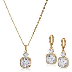 18K Gold plated. AAA Cubic Zirconia Necklace and earrings set for women teenager