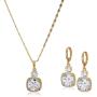 18K Gold plated. AAA Cubic Zirconia Necklace and earrings set for women teenager