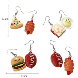 New Funny Fast Food Hamburger Sandwich Pizza Shape Drop Earrings for Women Girls Fashion Creative Female Trendy Dangle Earrings