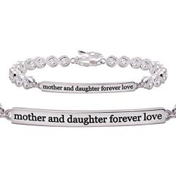 ALOV Jewelry Sterling Silver Mother and Daughter Forever Love Cubic Zirconia Bracelet