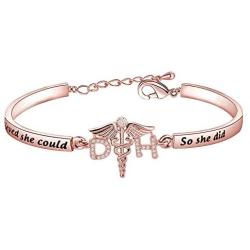 HOLLP Dental Hygienist Graduation Gift She Believed She Could So She Did Bracelet Gift for Dental Hygienist Dental Assistant Jewelry