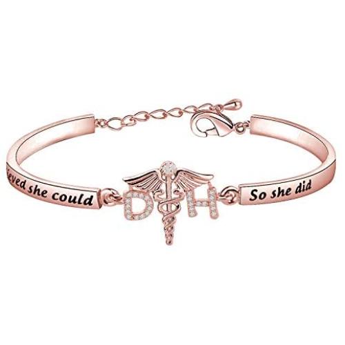HOLLP Dental Hygienist Graduation Gift She Believed She Could So She Did Bracelet Gift for Dental Hygienist Dental Assistant Jewelry