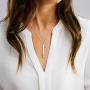 itianxi Gold Tiny Y Shaped Dainty Necklace 18K Gold Plated Cute Bar Vertical Lariat Necklace for Women