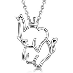 CELESTIA 925 Sterling Silver Memory Elephants Giraffe Angel Necklace, Animals Jewelry for Women Gifts for Her