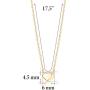 14K Yellow Gold Floating Heart Pendant Necklace Polished Shiny on Cable Chain Italy 17.5''