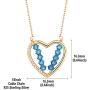 Newshe Pendant Necklace for Women Gold Heart Blue Crystal 925 Sterling Silver Cubic Zirconia Chain