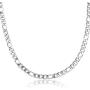 Double Rainbow Jewelry 18''-36'' Mens Stainless Steel Unisex Silver Plain Cross Pendant 6MM Figaro Chain Necklace Link