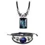 NC 1 Set Necklaces for Women Men, Long Best Friend Necklace Teen Girls Alloy Glass Pendant Leather Braided Rope Constellation Bracelets for Women Mens Jewelry